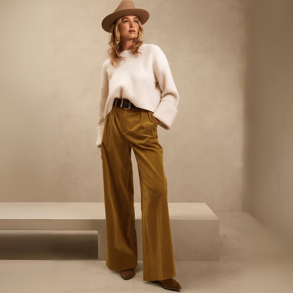 BANANA REPUBLIC Rivoli Corduroy Trouser Pants in Vicuna Brown (Pumpkin) SZ 2P - Picture 1 of 7